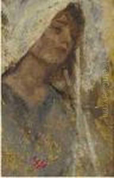 Volto Femminile Oil Painting by Cesare Ciani