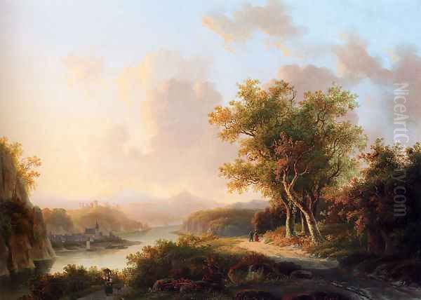 A Rhenish Summer Landscape Oil Painting by Willem De Klerk