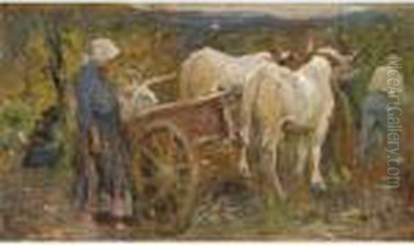 Carro Con I Buoi Oil Painting by Cesare Ciani