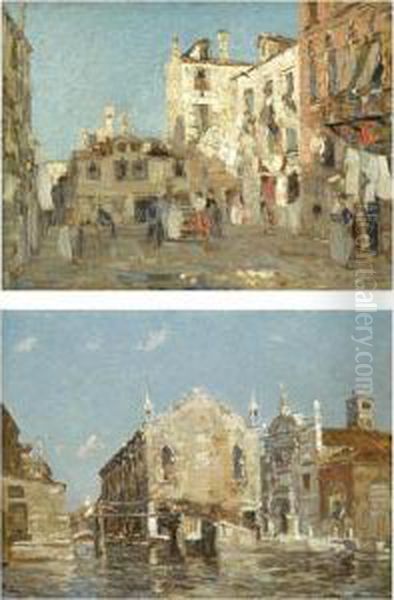 The Campiello And The Church Of The Abbey Of Misericordia, Venice Oil Painting by Emma Ciardi