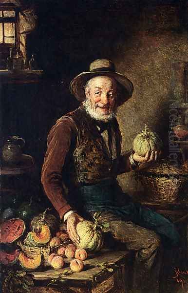 The Pumpkin Seller Oil Painting by Hermann Kern