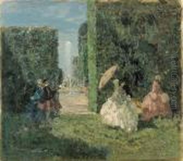 Dame In Giardino Oil Painting by Emma Ciardi