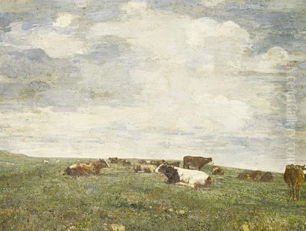 Cattle In The Field Oil Painting by Beppe Ciardi