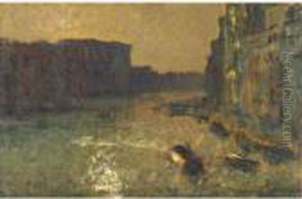 Tramonto In Canal Grande Oil Painting by Beppe Ciardi