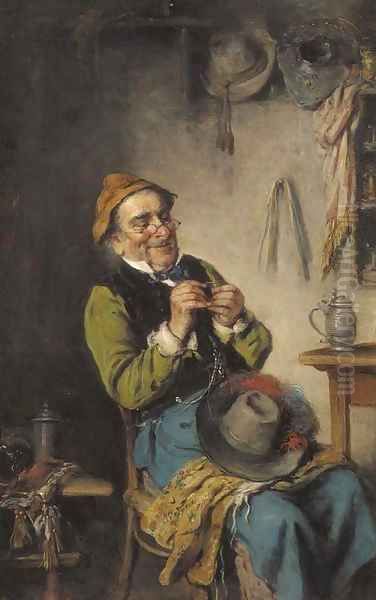 Threading the eye of a needle Oil Painting by Hermann Kern