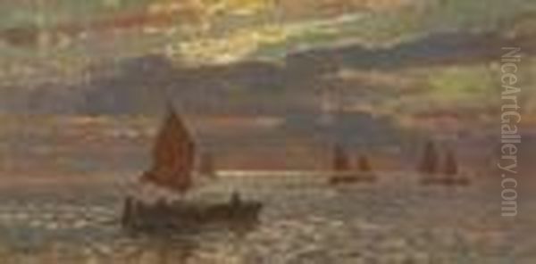 Tramonto In Laguna, Venezia Oil Painting by Beppe Ciardi