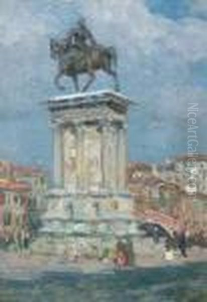 Das Colleoni Denkmal In Venedig An Der Piazza S. Giovanni E Paolo Oil Painting by Beppe Ciardi