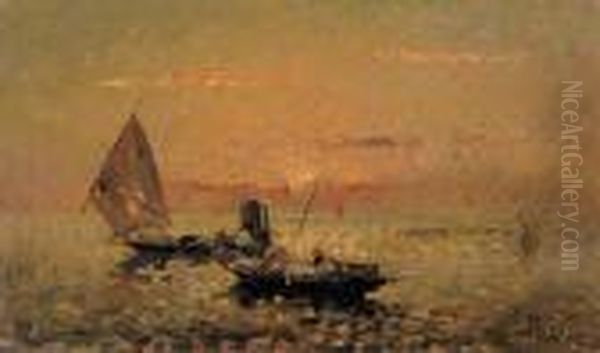 Tramonto In Laguna Oil Painting by Beppe Ciardi