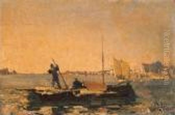 Barca Alla Giudecca Oil Painting by Beppe Ciardi