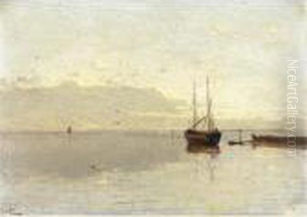 Alba In Laguna Oil Painting by Guglielmo Ciardi