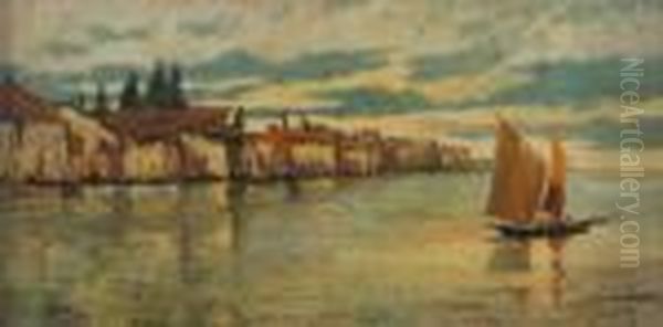 Paesaggio Lagunare Oil Painting by Guglielmo Ciardi