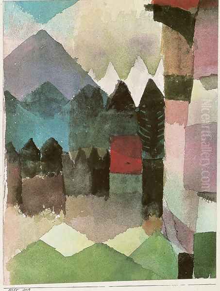 Foehn Wind in Marc's Garden, 1915, 102 Oil Painting by Paul Klee