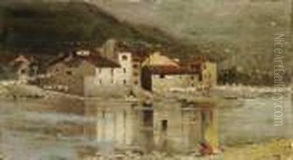 Veduta Di Pescarenico Oil Painting by Guglielmo Ciardi