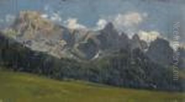 San Martino Di Castrozza Oil Painting by Guglielmo Ciardi