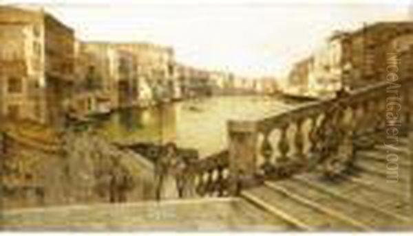 Il Canal Grande Dal Ponte Di Rialto Oil Painting by Guglielmo Ciardi