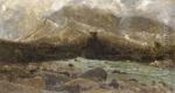 Paesaggio Alpino Con Torrente Oil Painting by Guglielmo Ciardi