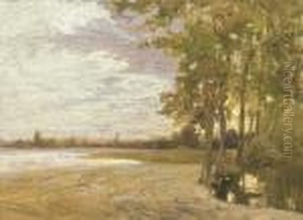 Fiume Tranquillo Oil Painting by Guglielmo Ciardi