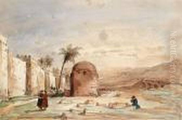 Vue De Derr, Liban. Oil Painting by Ciceri, Eugene