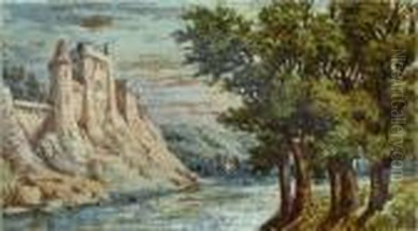 Bord De Riviere Oil Painting by Ciceri, Eugene