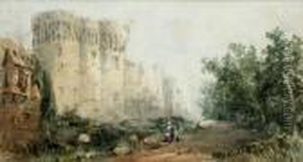 Vue Du Chateau De Dinan Oil Painting by Ciceri, Eugene