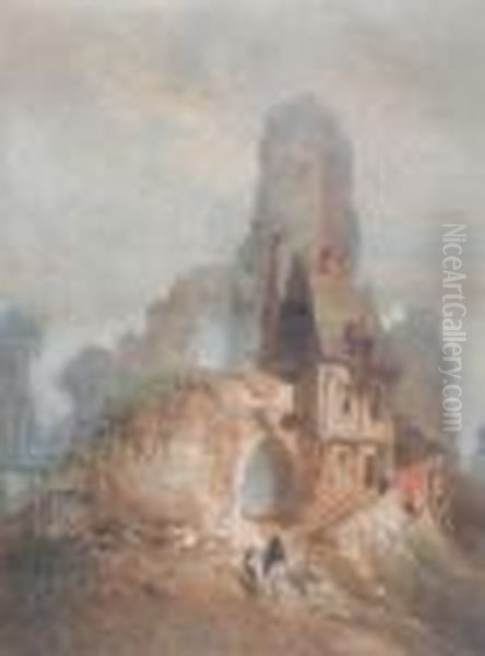 Chemin Vers Le Chateau Oil Painting by Ciceri, Eugene