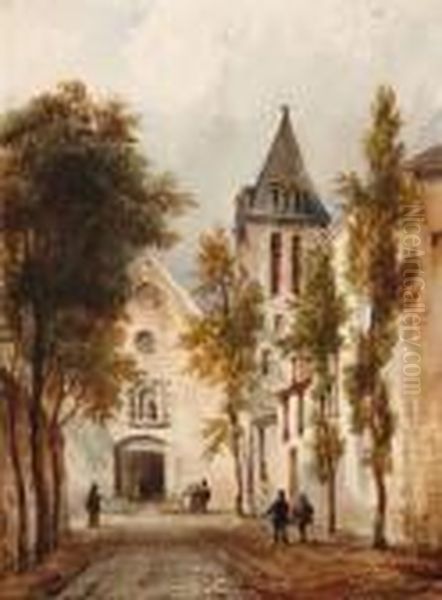 Le Chemin Vers L'eglise Oil Painting by Ciceri, Eugene