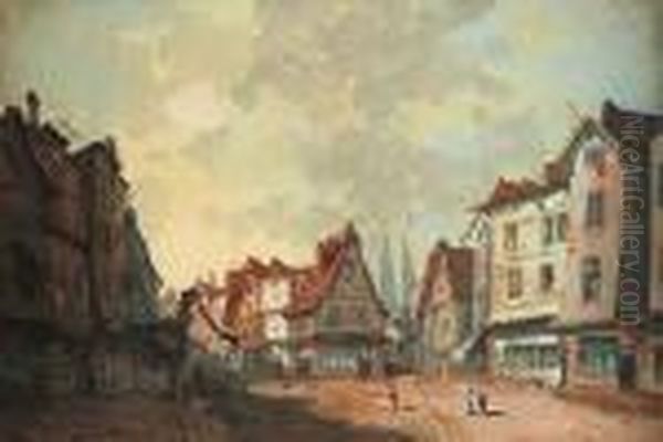 Vue De Rouen. Oil Painting by Ciceri, Eugene