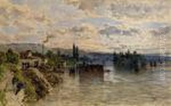 Bord De Fleuve Oil Painting by Ciceri, Eugene