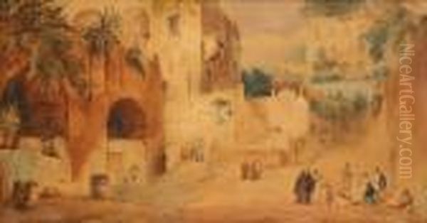 Paese Del Sud Italia Oil Painting by Ciceri, Eugene