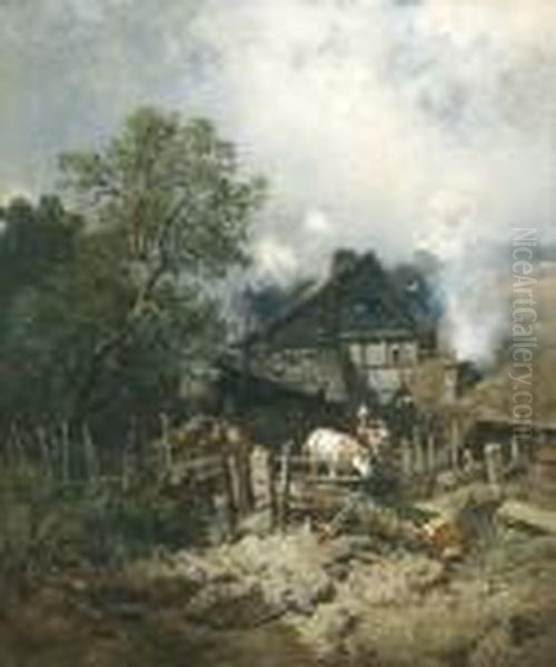  Ferme A L'oree De La Foret  Oil Painting by Ciceri, Eugene