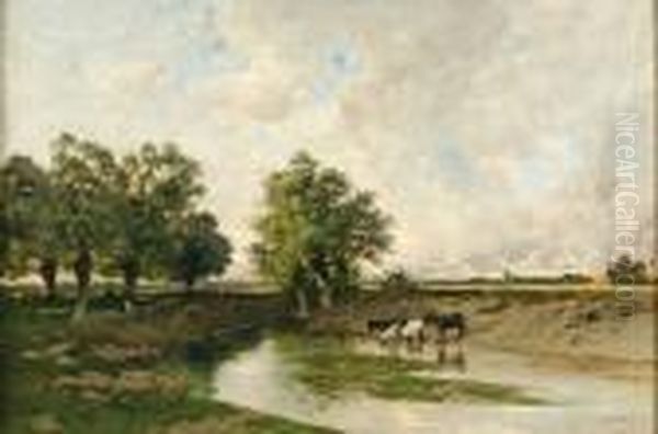  Chevaux, La Baignade  Oil Painting by Ciceri, Eugene