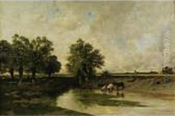 The Watering Place Oil Painting by Ciceri, Eugene