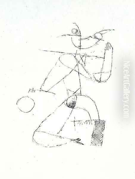 Kauerndes Madchen mit Ball Oil Painting by Paul Klee