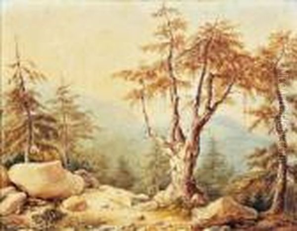 Paysage De Montagne Oil Painting by Ciceri, Eugene