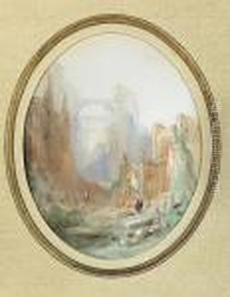 Paysage De Ruines. Oil Painting by Ciceri, Eugene