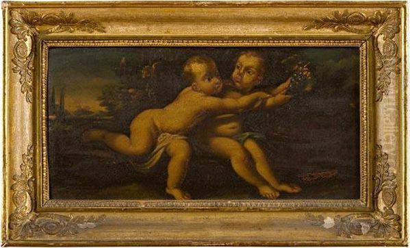 Paesaggio Con Putti O Allegoria Dell'autunno Oil Painting by Carlo Cignani