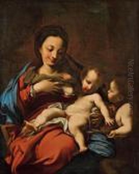 Madonna Mit Christus Und Johannesknaben Oil Painting by Carlo Cignani