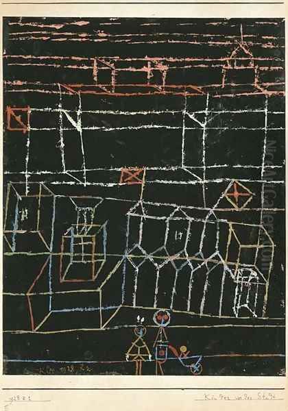 Kinder vor der Stadt Oil Painting by Paul Klee