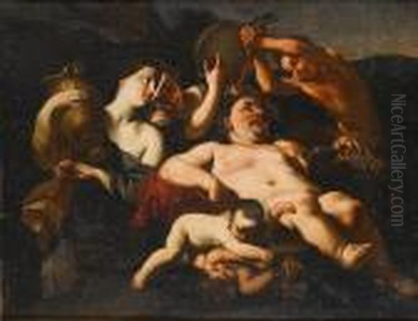 Drunken Silenus Oil Painting by Carlo Cignani