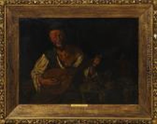 Mandolinspelande Lazzaron Oil Painting by Giacomo Francesco Cipper