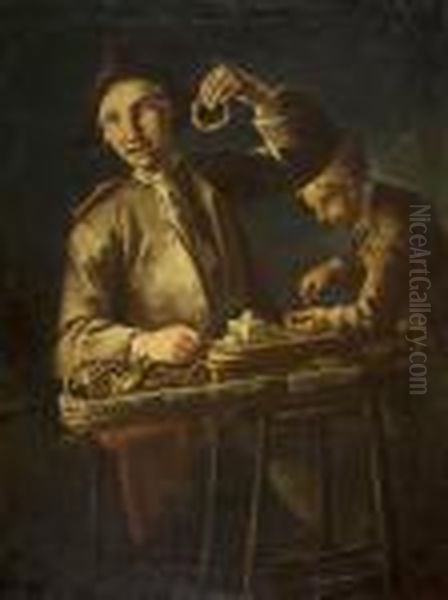 I Mangiatori Di Formaggio E Ciambelle Oil Painting by Giacomo Francesco Cipper