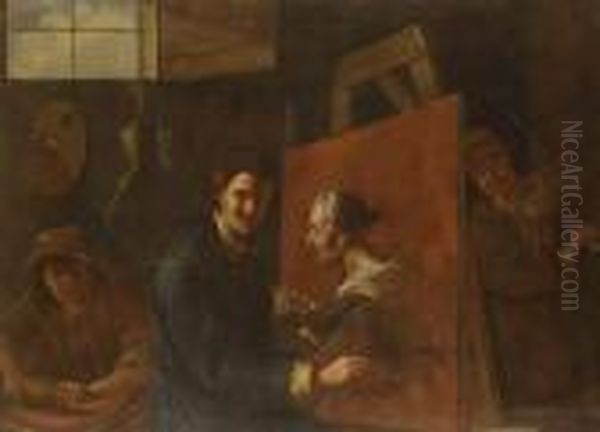 Autoritratto In Bottega Oil Painting by Giacomo Francesco Cipper