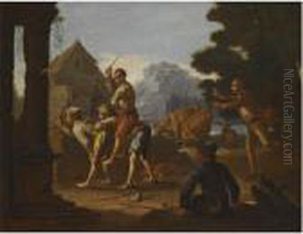 A Landscape With Children Playing In The Foreground Oil Painting by Giacomo Francesco Cipper