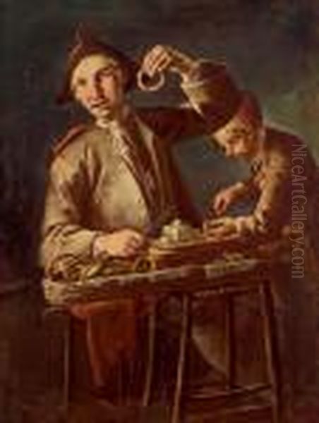 I Venditori Di Ciambelle E Formaggio Oil Painting by Giacomo Francesco Cipper