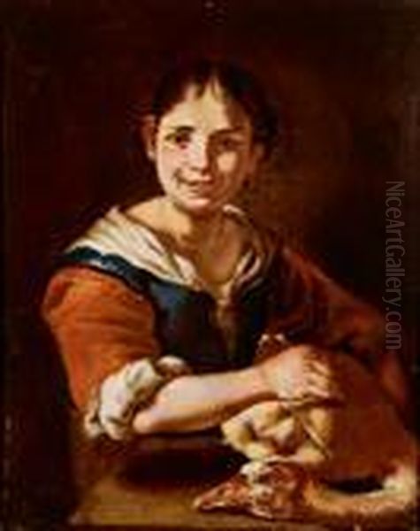 Contadina Con Oca Spennata Oil Painting by Giacomo Francesco Cipper