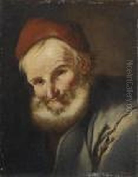 Testa Di Vecchio Con Berretto Rosso Oil Painting by Giacomo Francesco Cipper