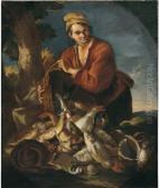 Il Pescivendolo
 Olio Su Tela, Cm. 126x105 Oil Painting by Giacomo Francesco Cipper