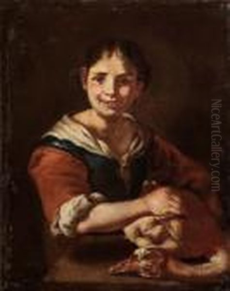 Giovane Contadina Con Oca Oil Painting by Giacomo Francesco Cipper