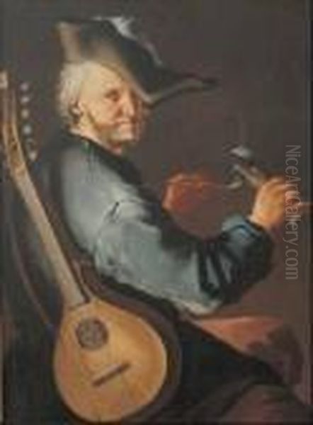 Il Suonatore Di Chitarrone Oil Painting by Giacomo Francesco Cipper