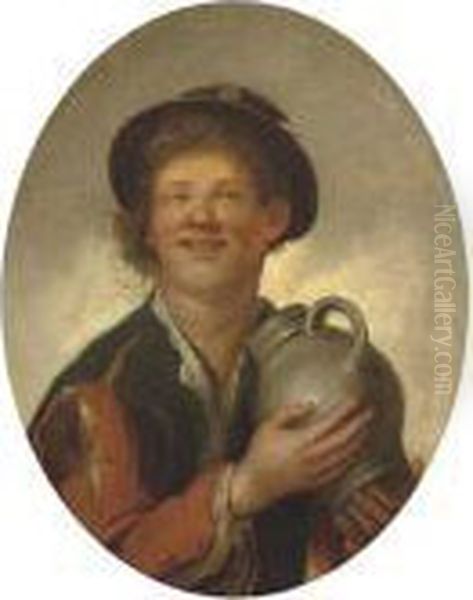 A Peasant Boy Drinking Oil Painting by Giacomo Francesco Cipper